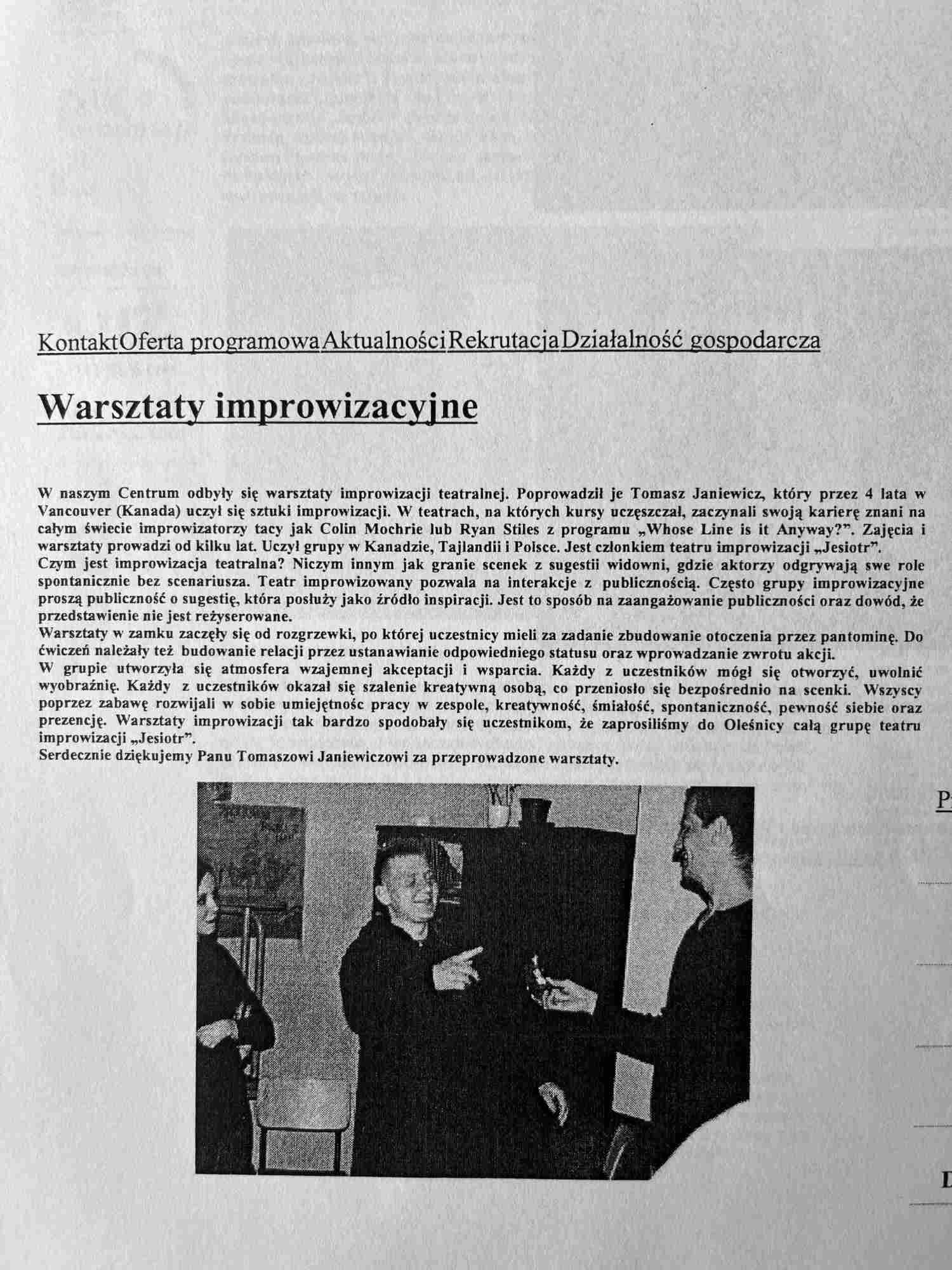 warsztaty improwizacji dla młodzieży