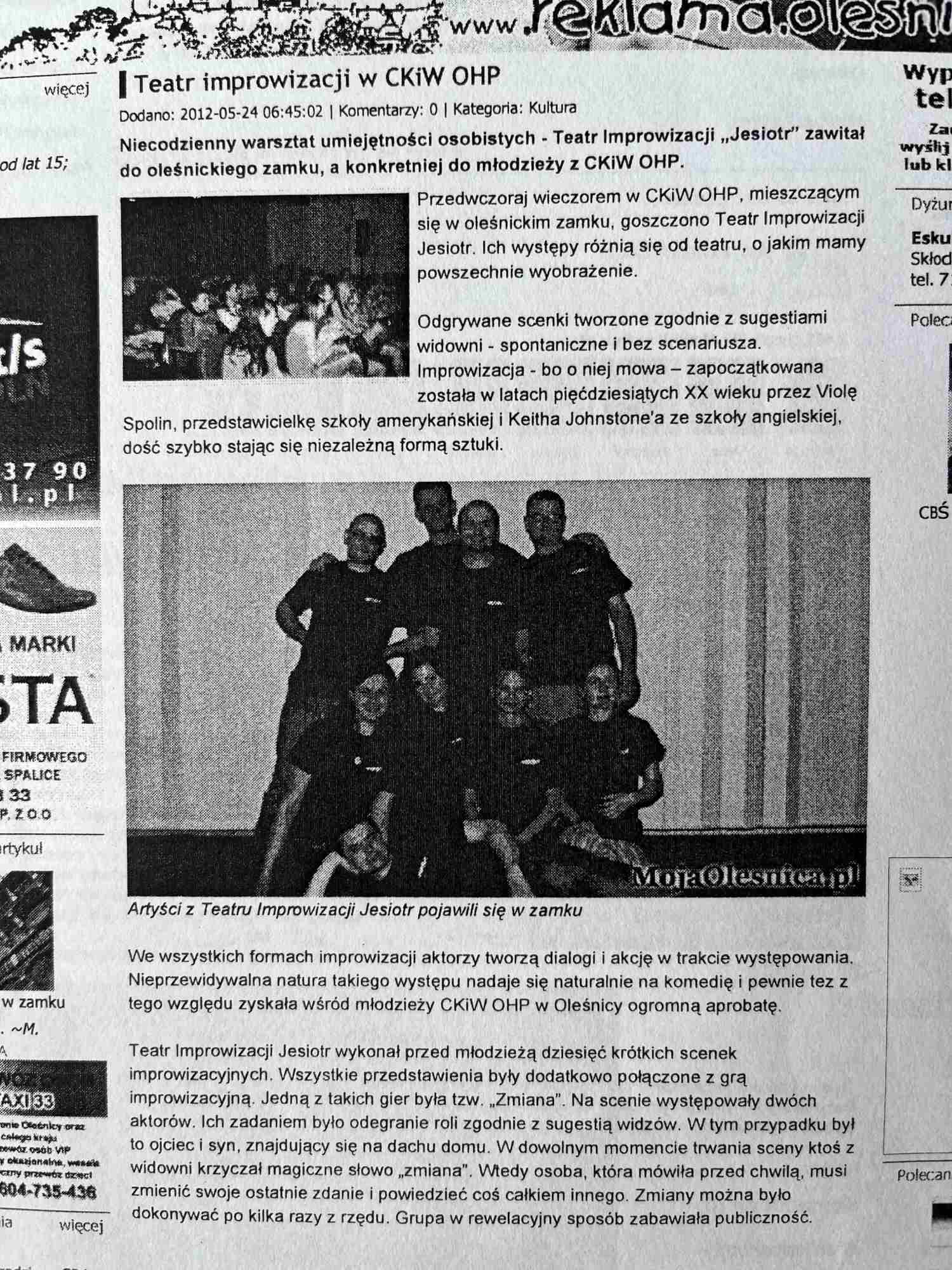 warsztaty improwizacji dla młodzieży