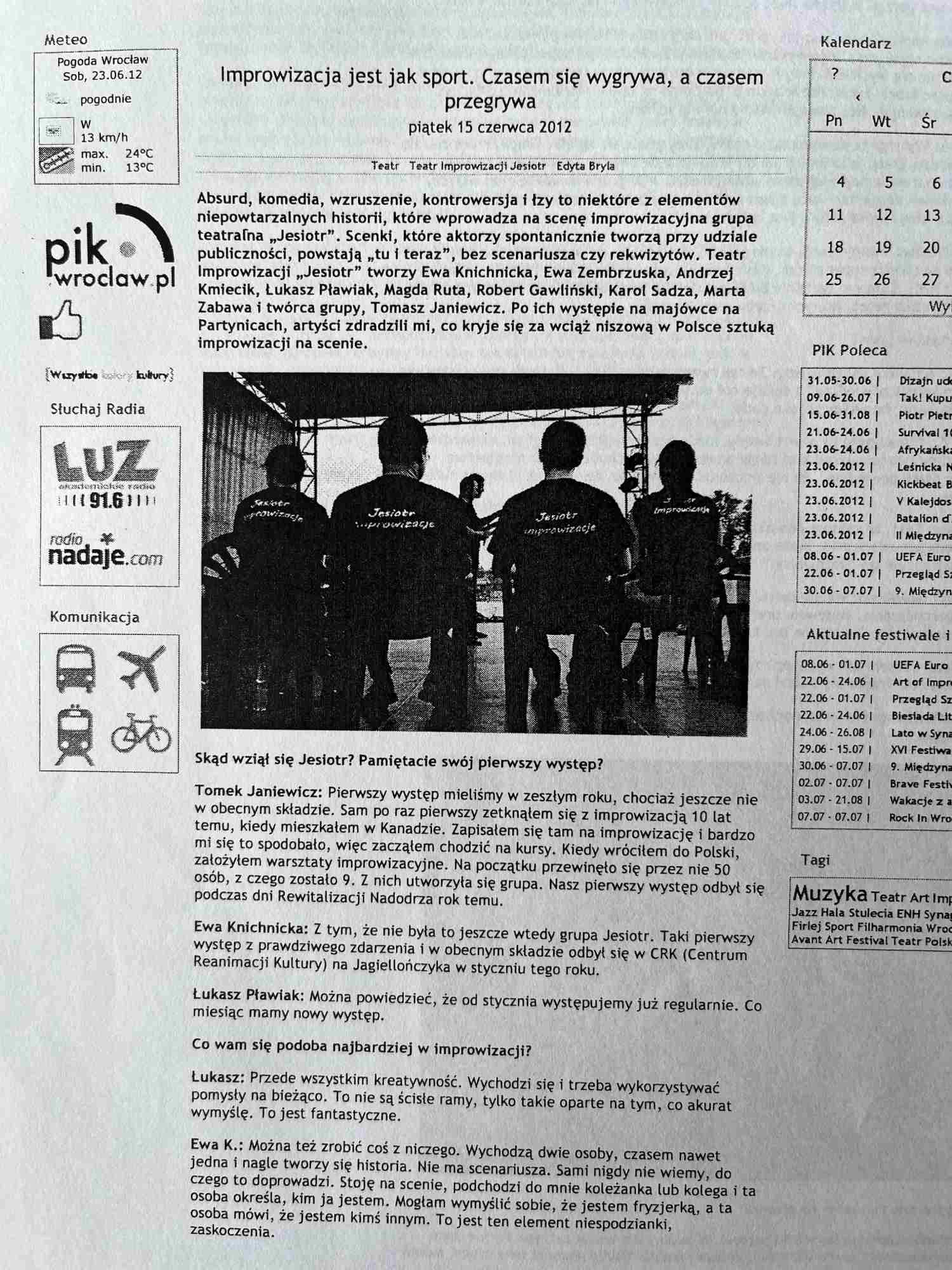 warsztaty improwizacji dla młodzieży