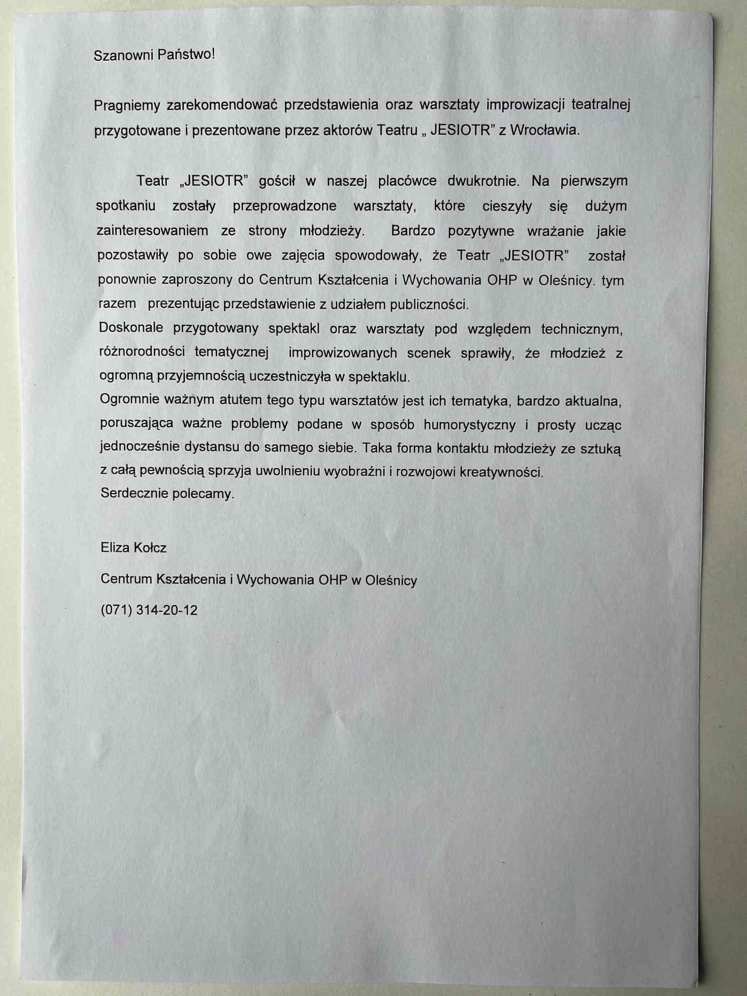 warsztaty improwizacji dla młodzieży