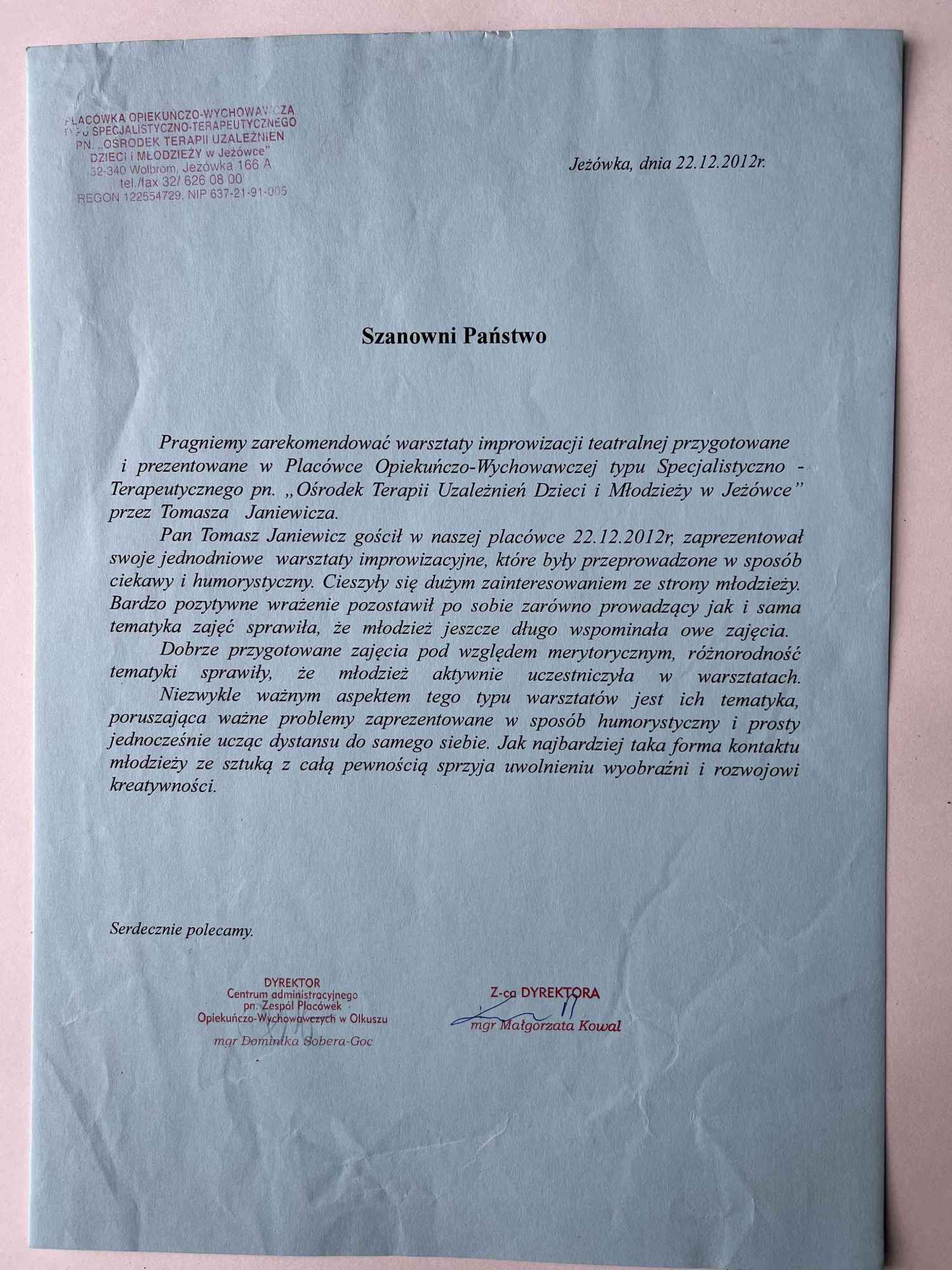 warsztaty improwizacji dla młodzieży